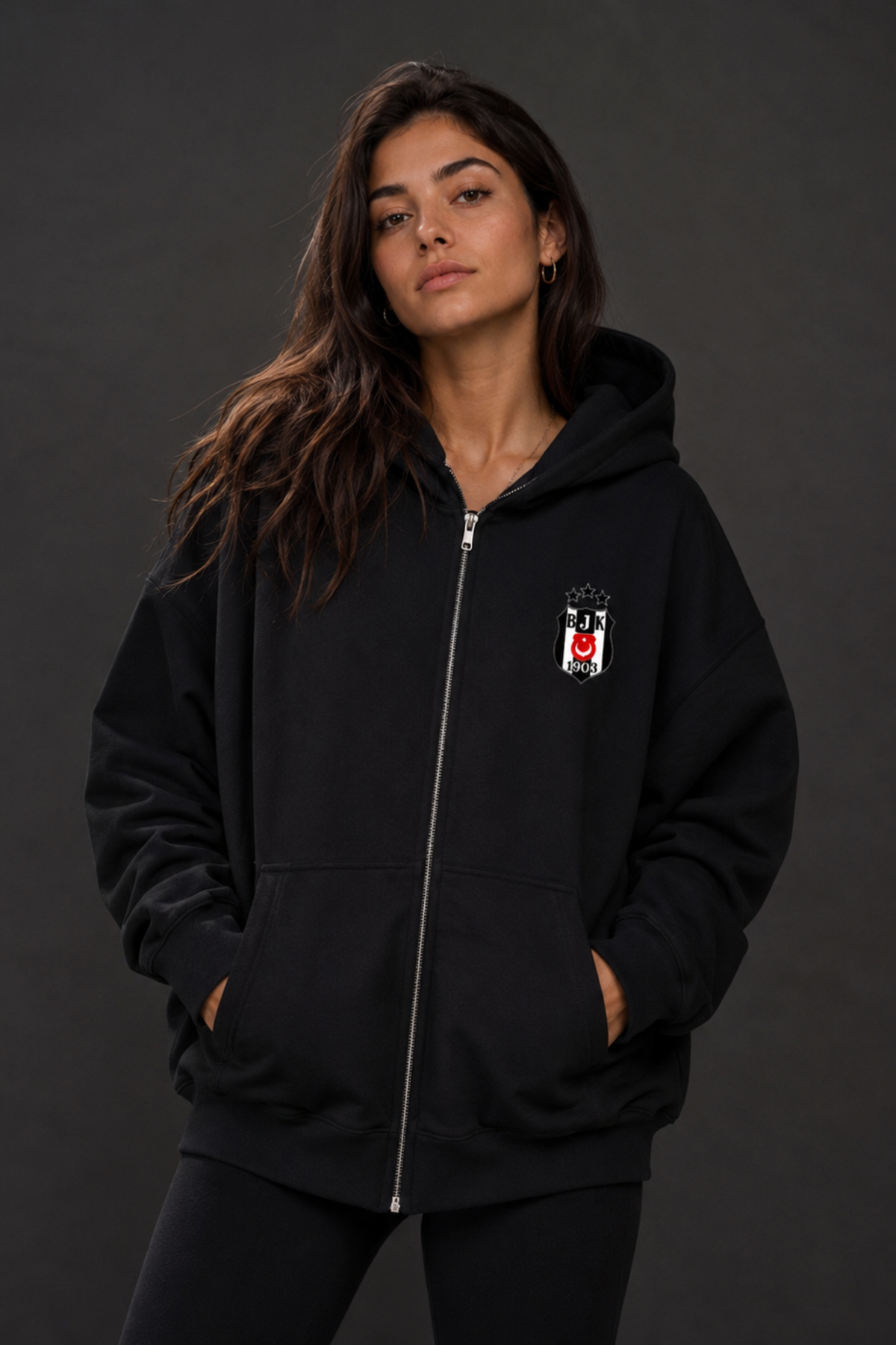 Beşiktaş Oversized Zipper Hoodie – Produktansicht