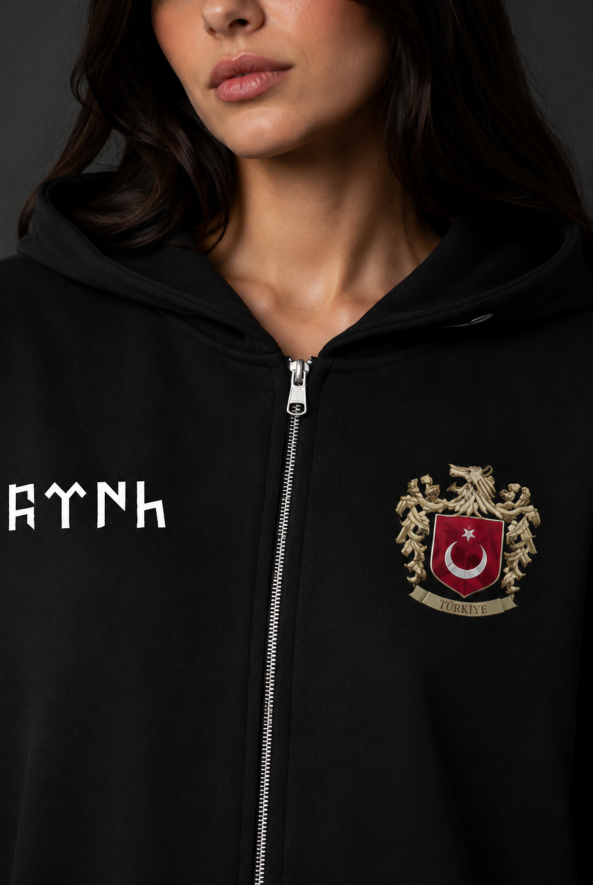 Göktürk Oversized Zipper Hoodie – Design 3 – Produktansicht 2