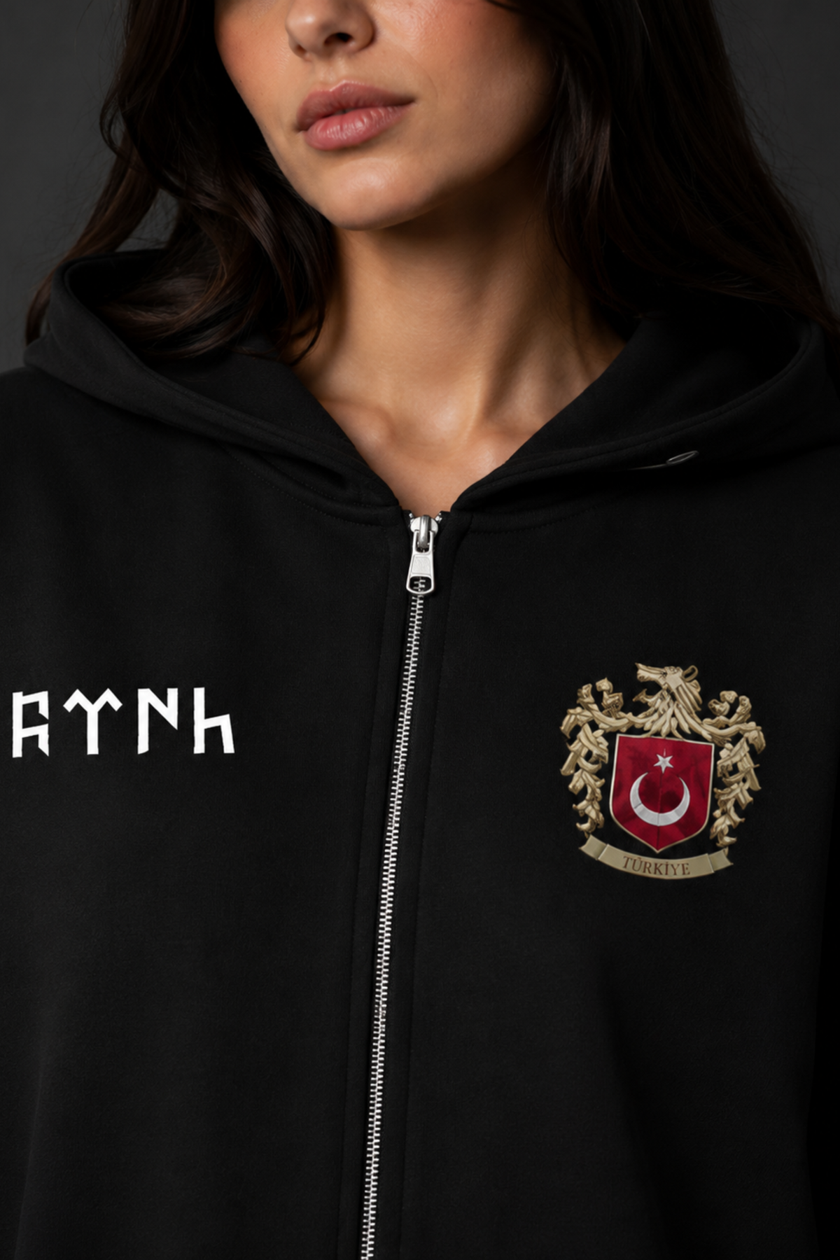 Göktürk Oversized Zipper Hoodie – Design 3 – Produktansicht 2
