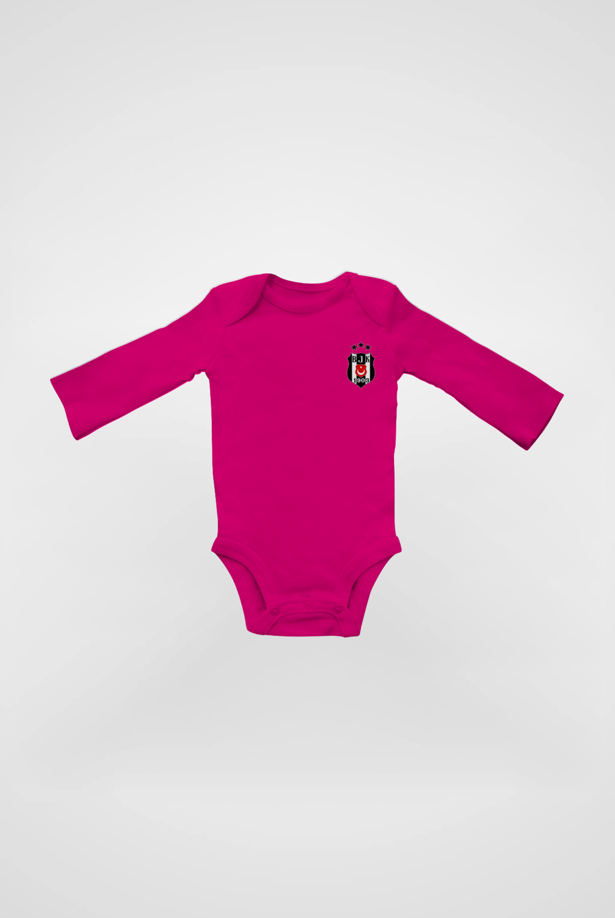 Beşiktaş Bio-Babybody Langarm (0-18 Monate) in Fuchsia