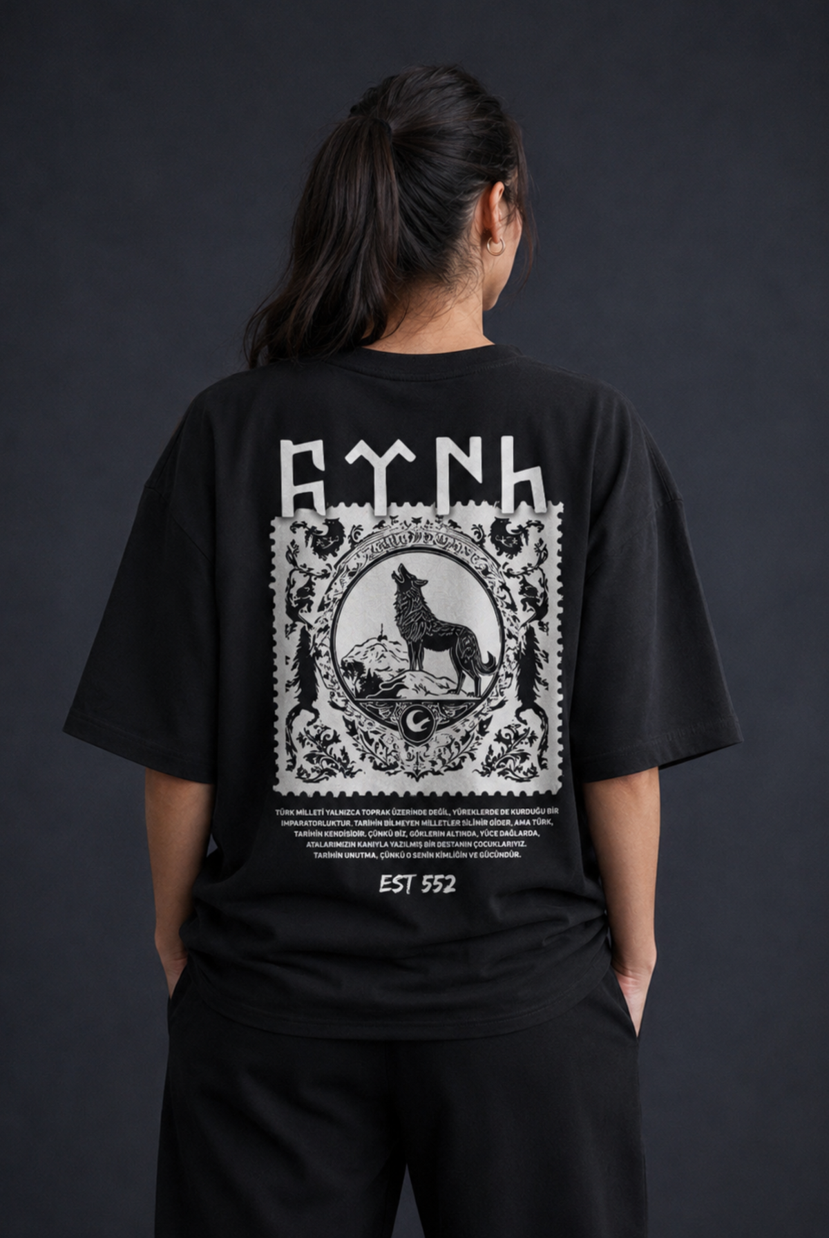 Göktürk Oversized T-Shirt – Design 1 – Produktansicht