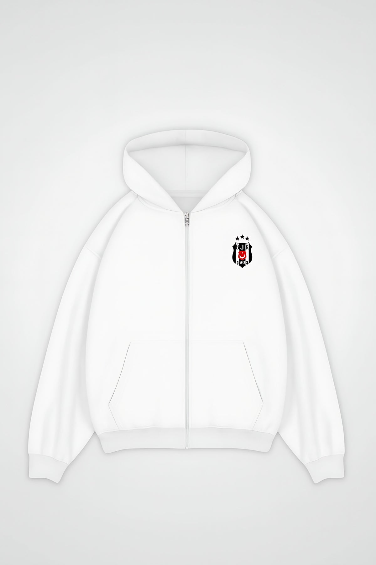 Beşiktaş Oversized Zipper Hoodie in Weiß (White)