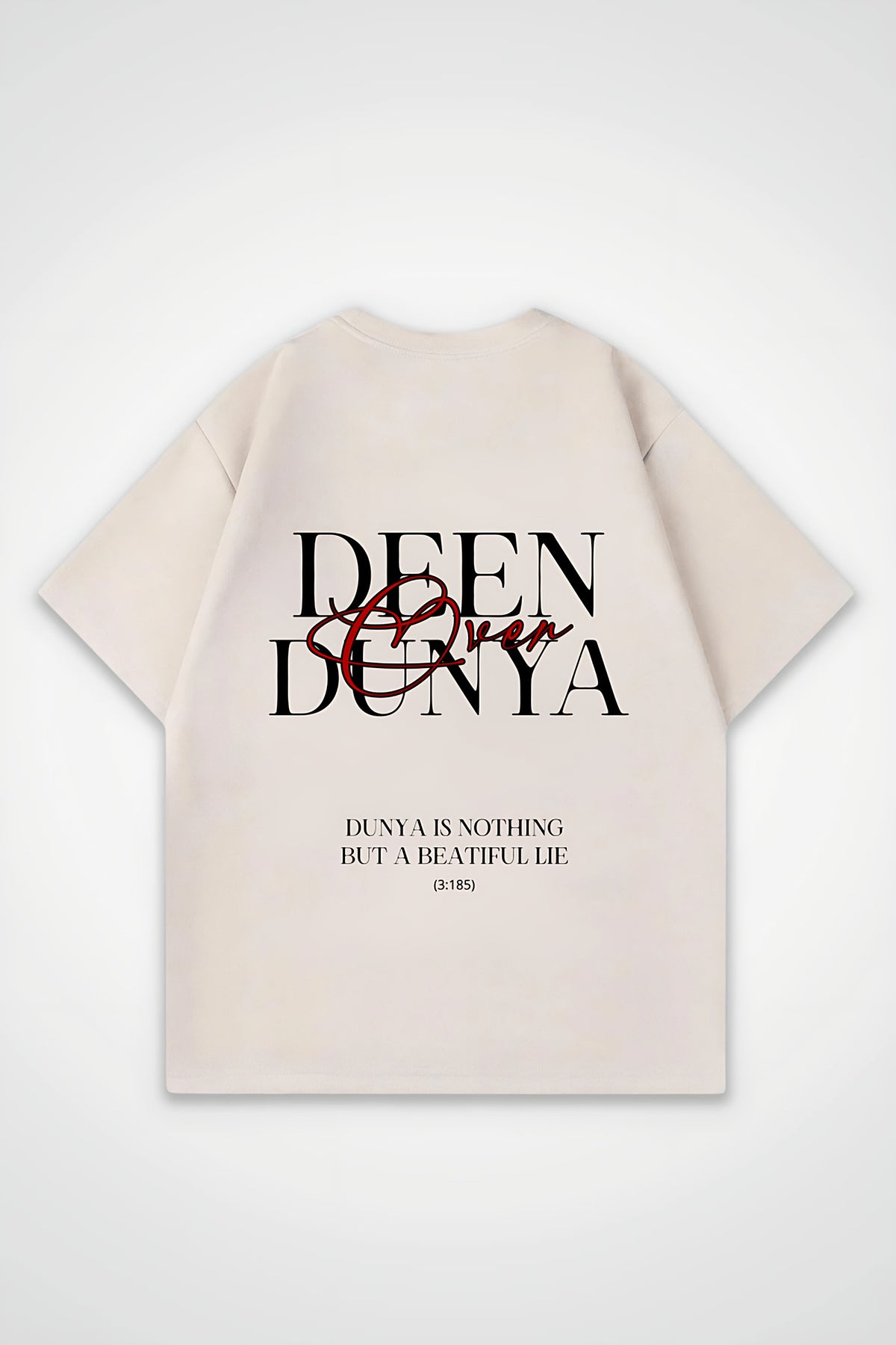 Deen Oversized T-Shirt – Sabr in Sand – Backprint-Design