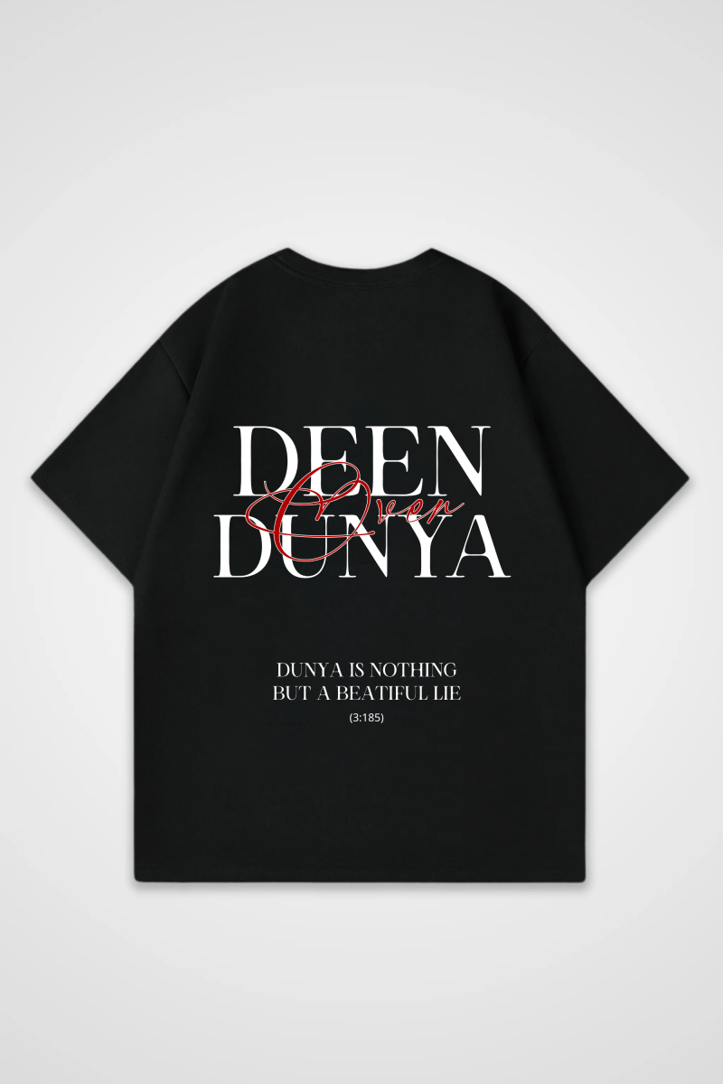 Deen Oversized T-Shirt – Sabr in Schwarz (Black) – Backprint-Design