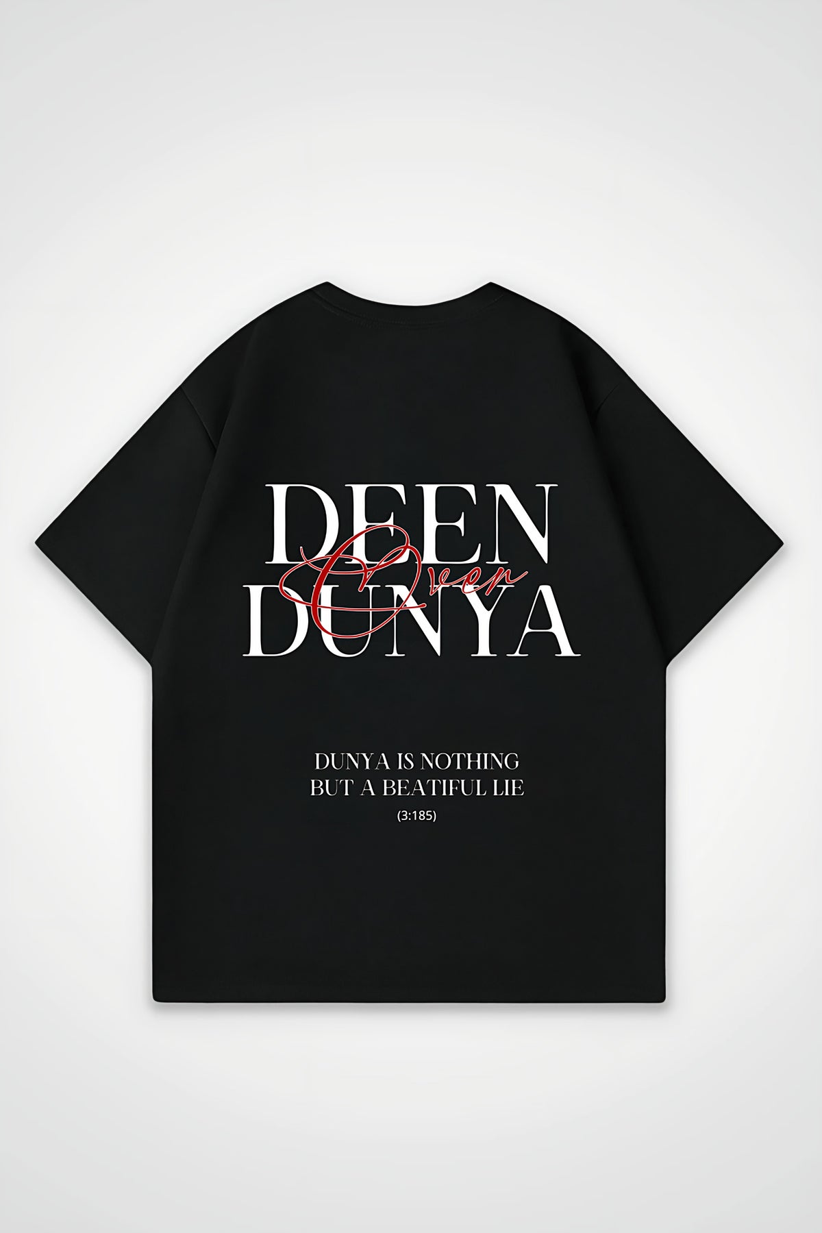 Deen Oversized T-Shirt – Sabr in Schwarz (Black) – Backprint-Design