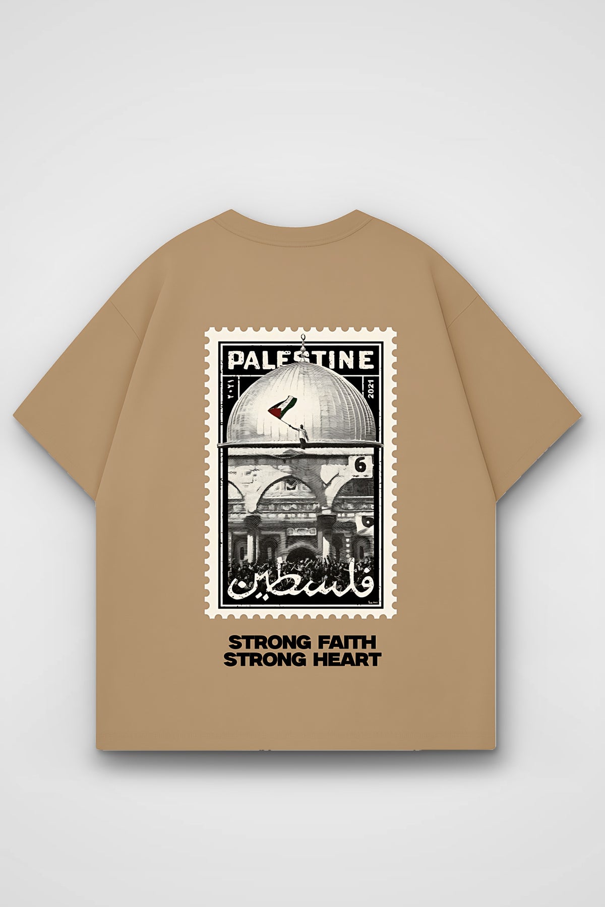 Palestine Faith Oversized T-Shirt in Amber – Backprint-Design