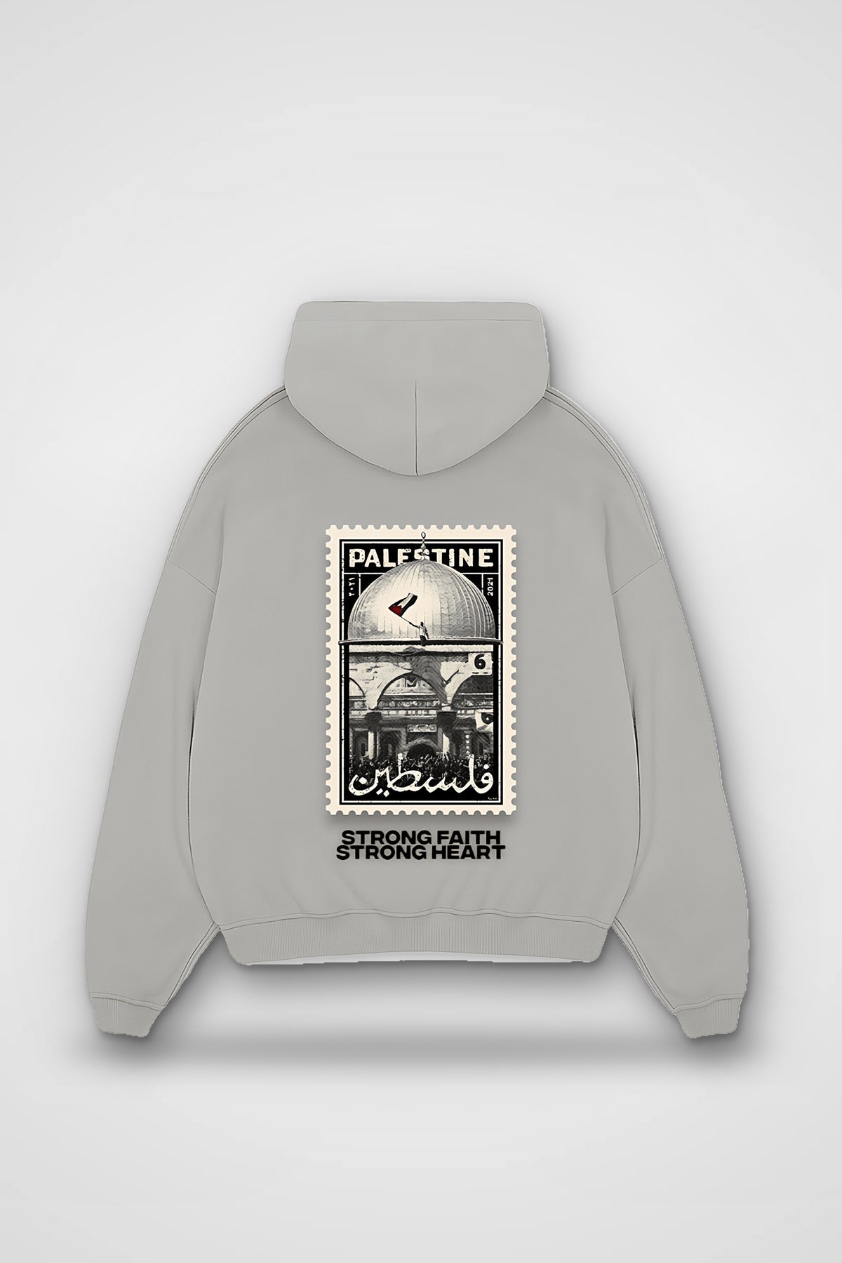 Palestine Faith Oversized Zipper Hoodie – Light Asphalt