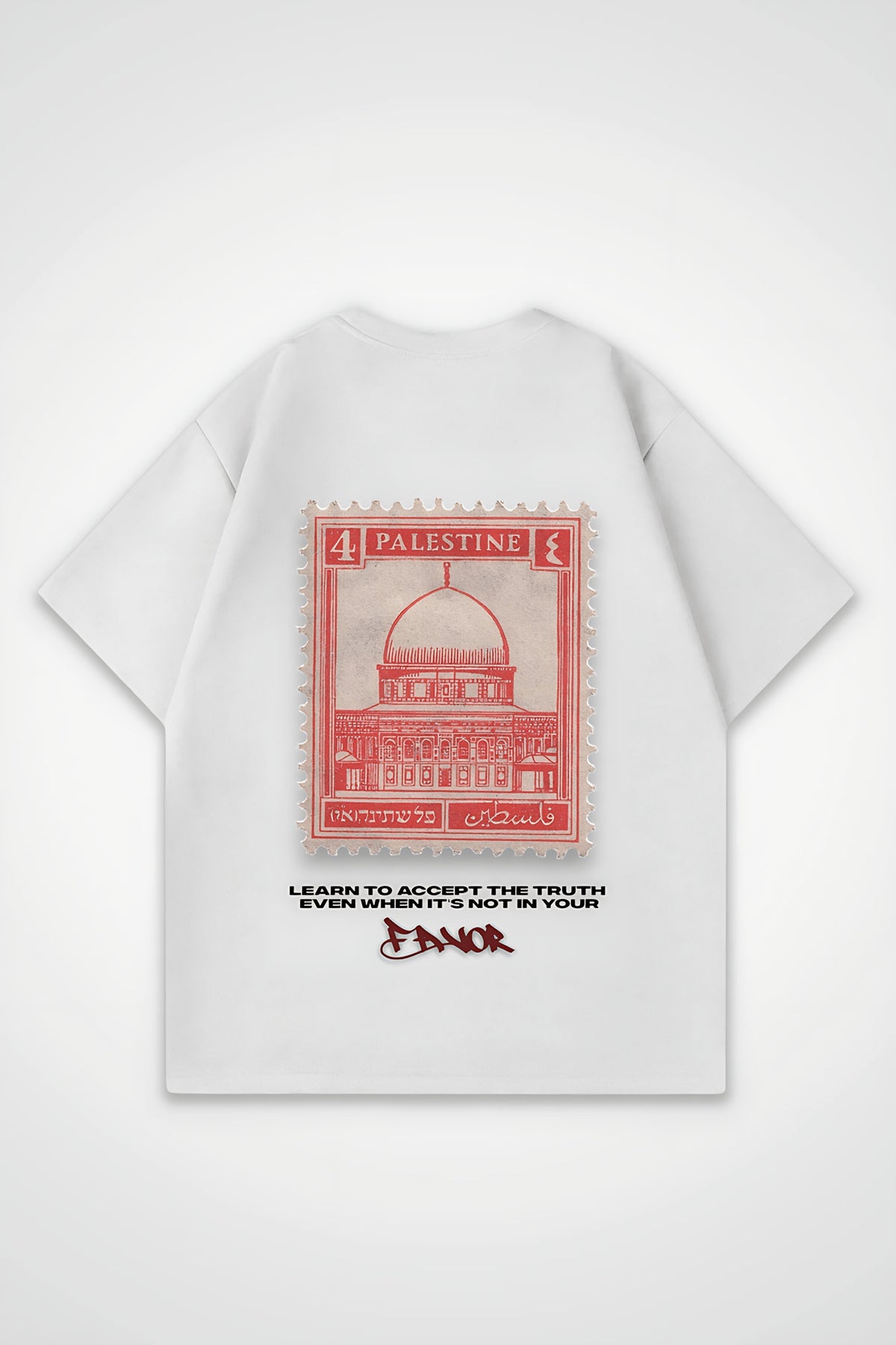 Palestine Favor Oversized T-Shirt in Weiß (White) – Backprint-Design