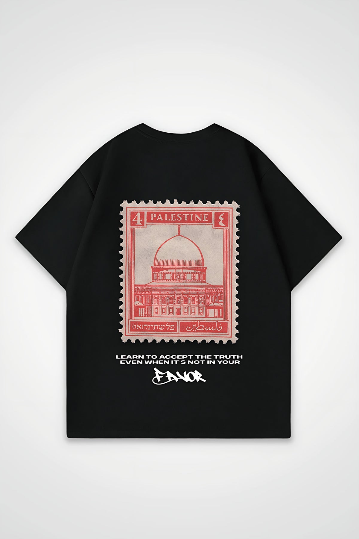 Palestine Favor Oversized T-Shirt in Schwarz (Black) – Backprint-Design