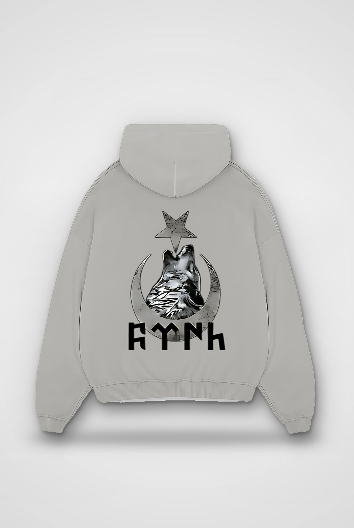 Göktürk Oversized Hoodie – Kut in Light Asphalt – Backprint-Design