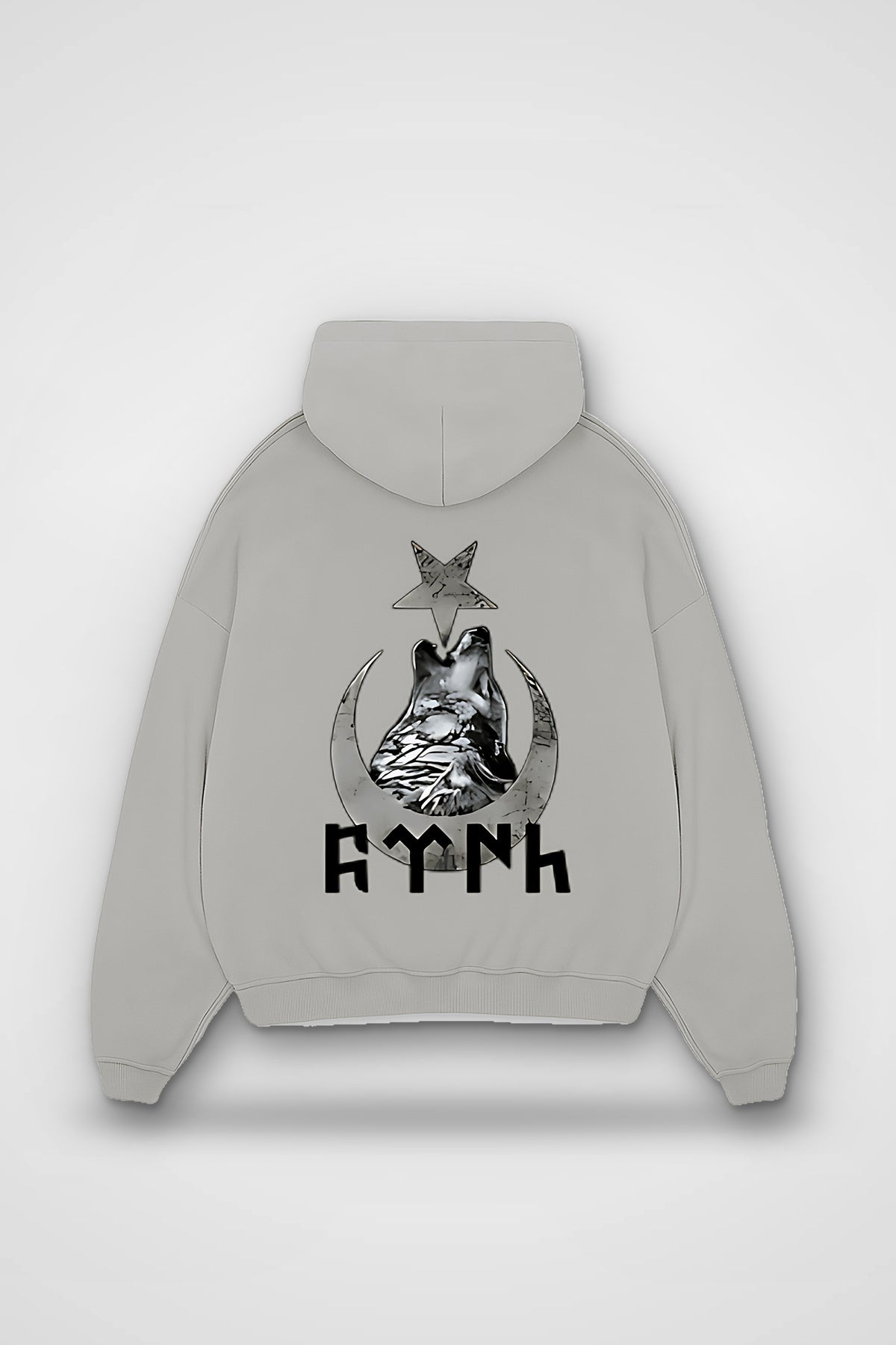 Göktürk Oversized Hoodie – Kut in Light Asphalt – Backprint-Design