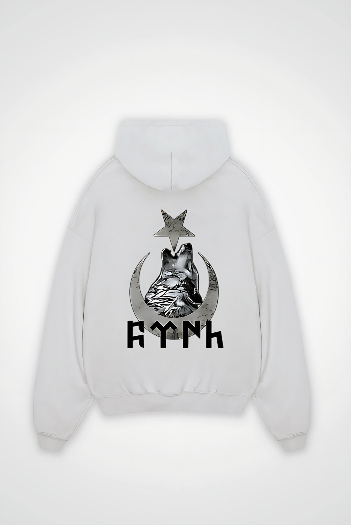Göktürk Oversized Hoodie – Kut in Weiß (White) – Backprint-Design