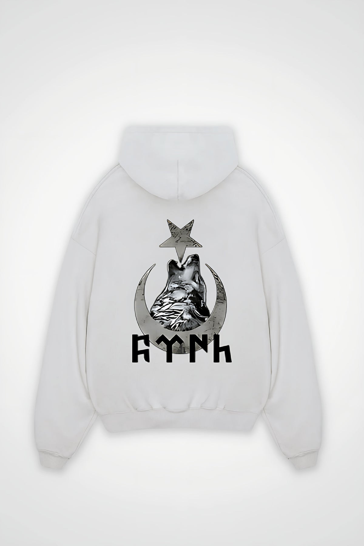 Göktürk Oversized Hoodie – Kut in Weiß (White) – Backprint-Design