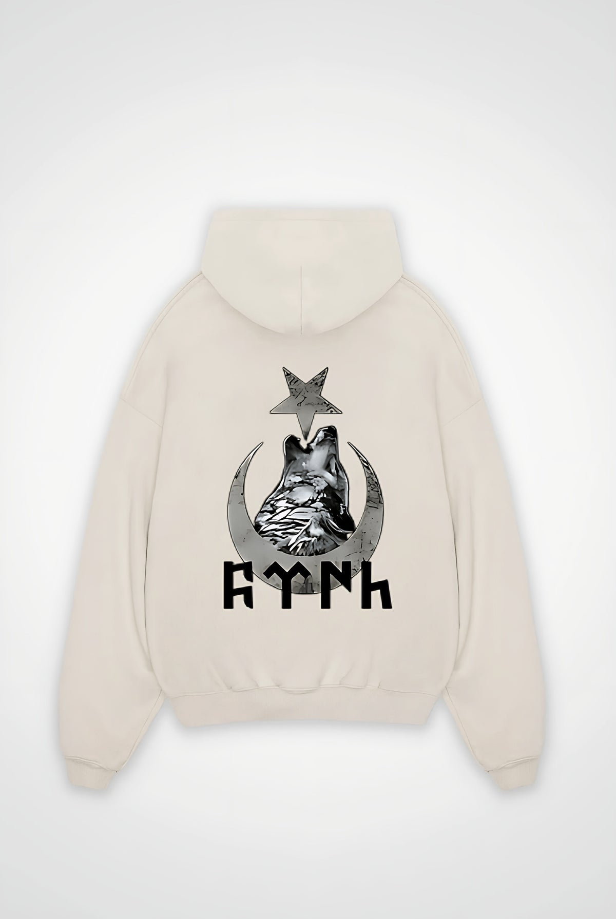 Göktürk Oversized Hoodie – Kut in White Sand – Backprint-Design