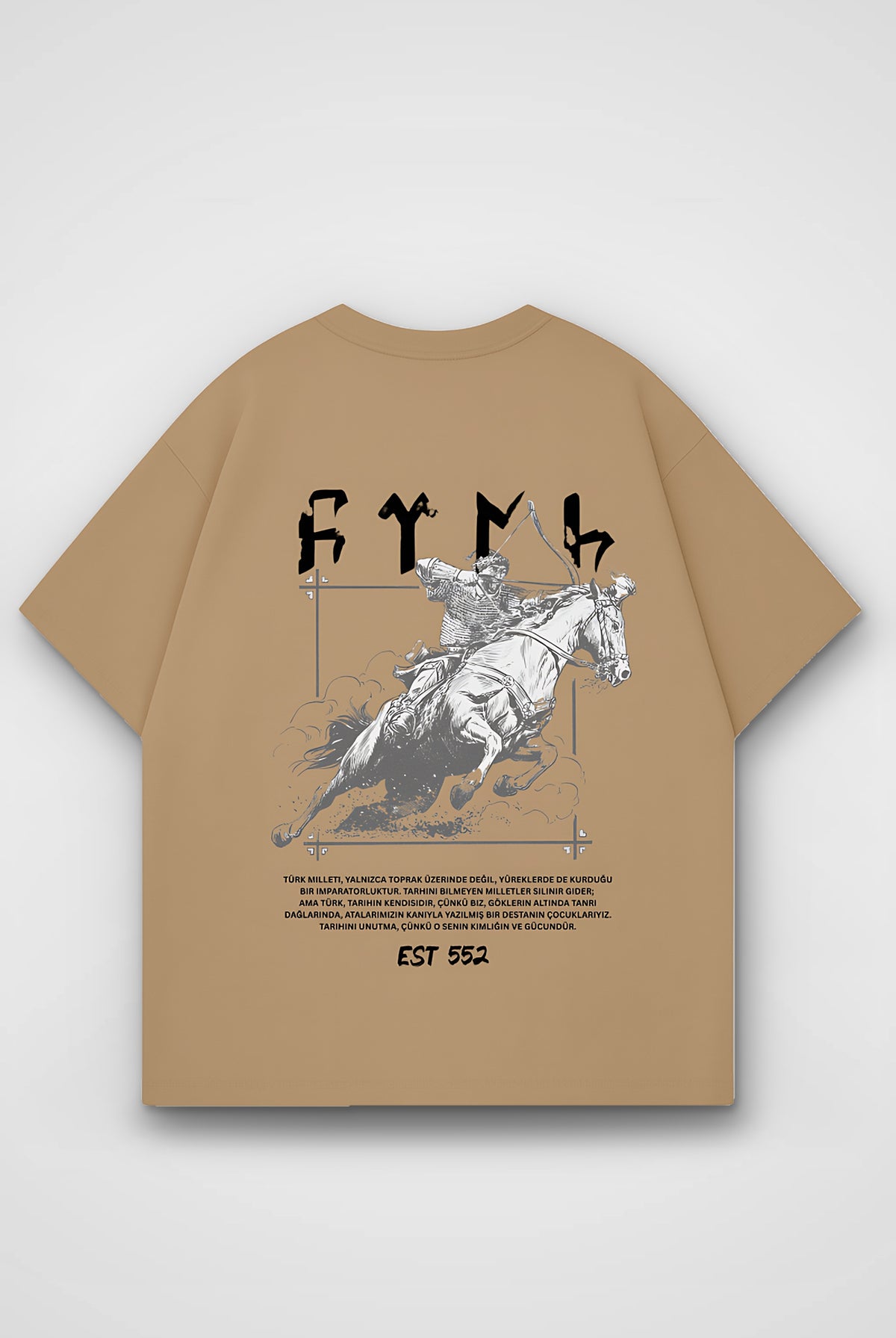 Göktürk Oversized T-Shirt – Yurt in Amber – Backprint-Design