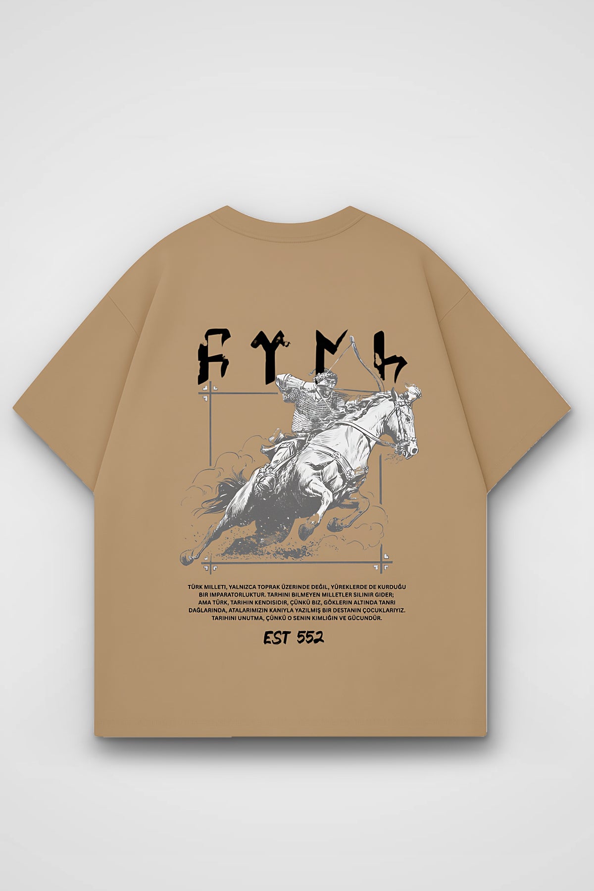 Göktürk Oversized T-Shirt – Yurt in Amber – Backprint-Design
