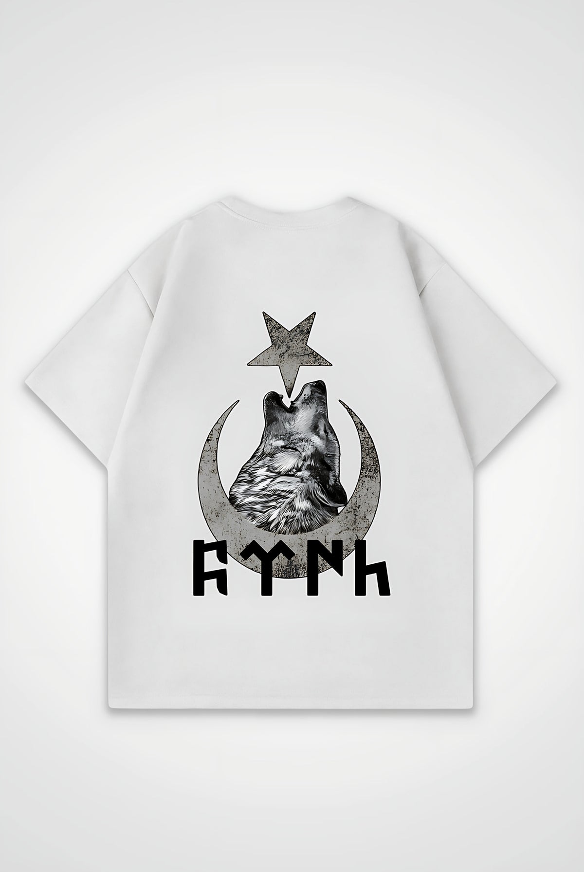 Göktürk Oversized T-Shirt – Töre in Weiß (White) – Backprint-Design