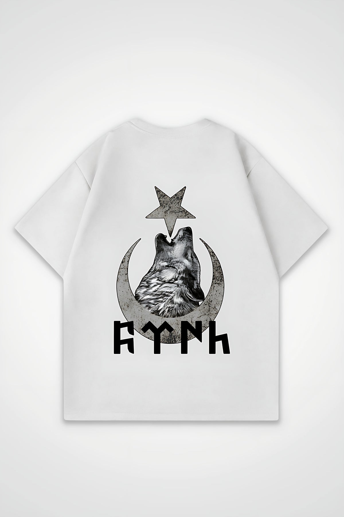 Göktürk Oversized T-Shirt – Töre in Weiß (White) – Backprint-Design