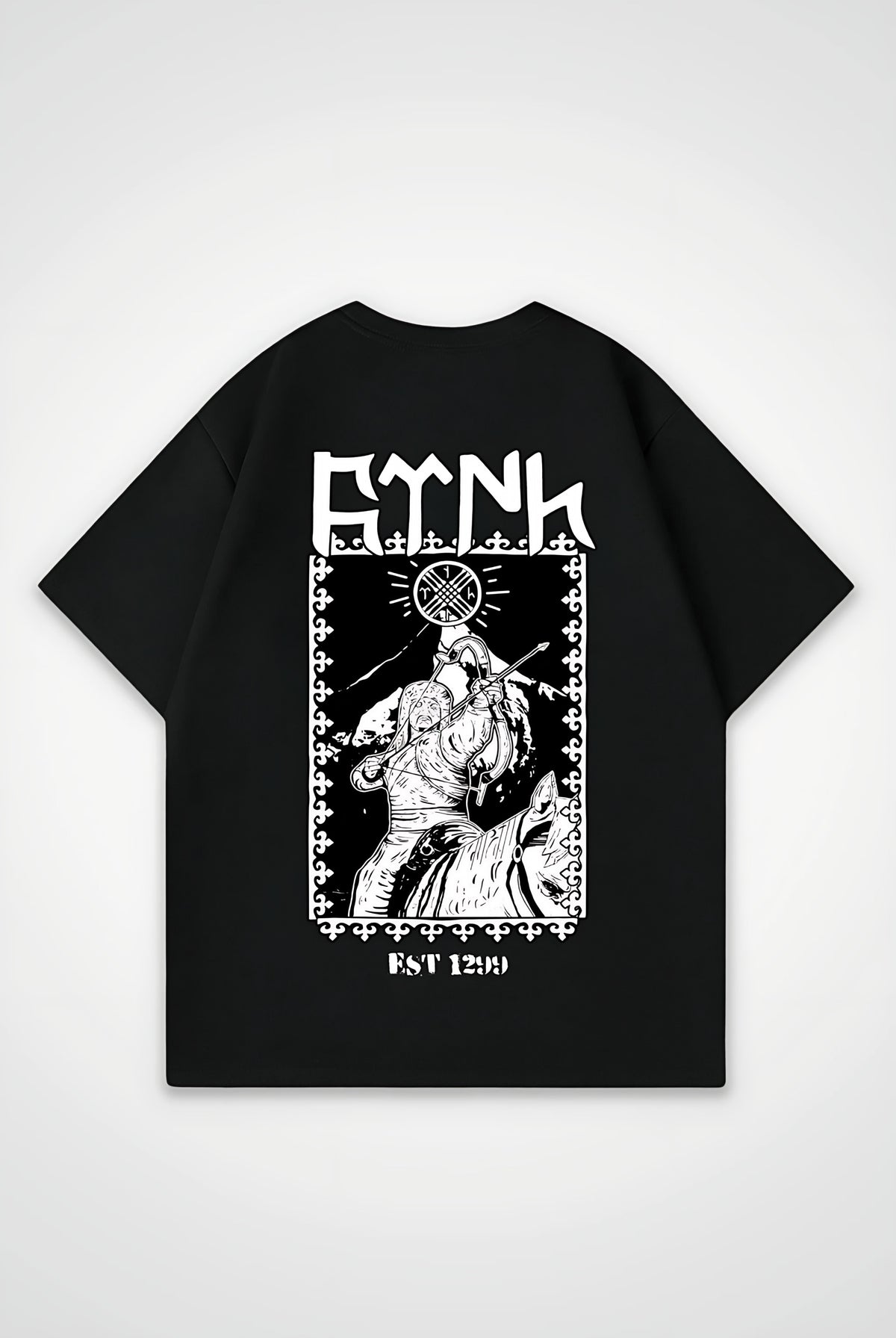 Göktürk Oversized T-Shirt – Bengü in Schwarz (Black) – Backprint-Design