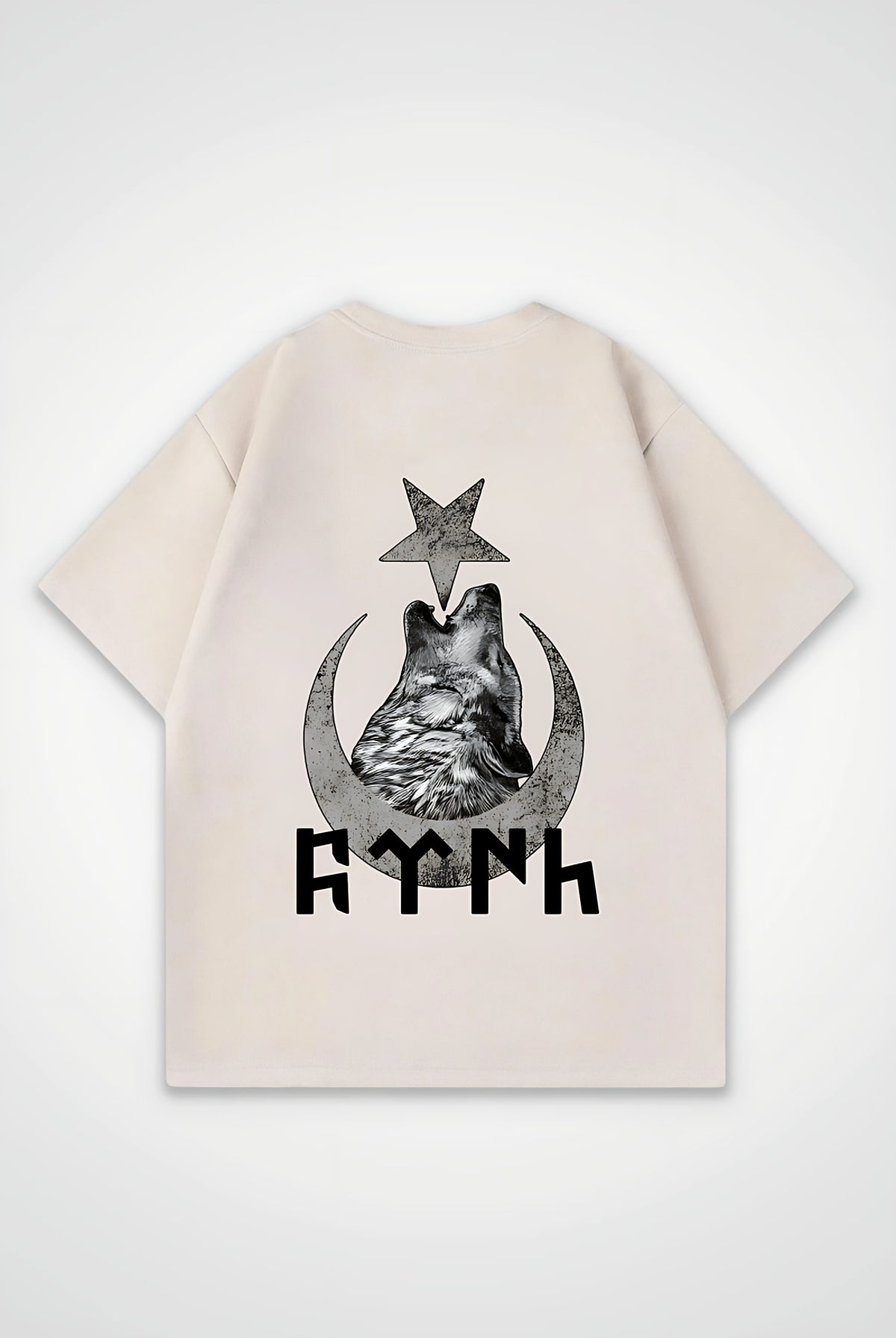 Göktürk Oversized T-Shirt – Töre in Sand – Backprint-Design