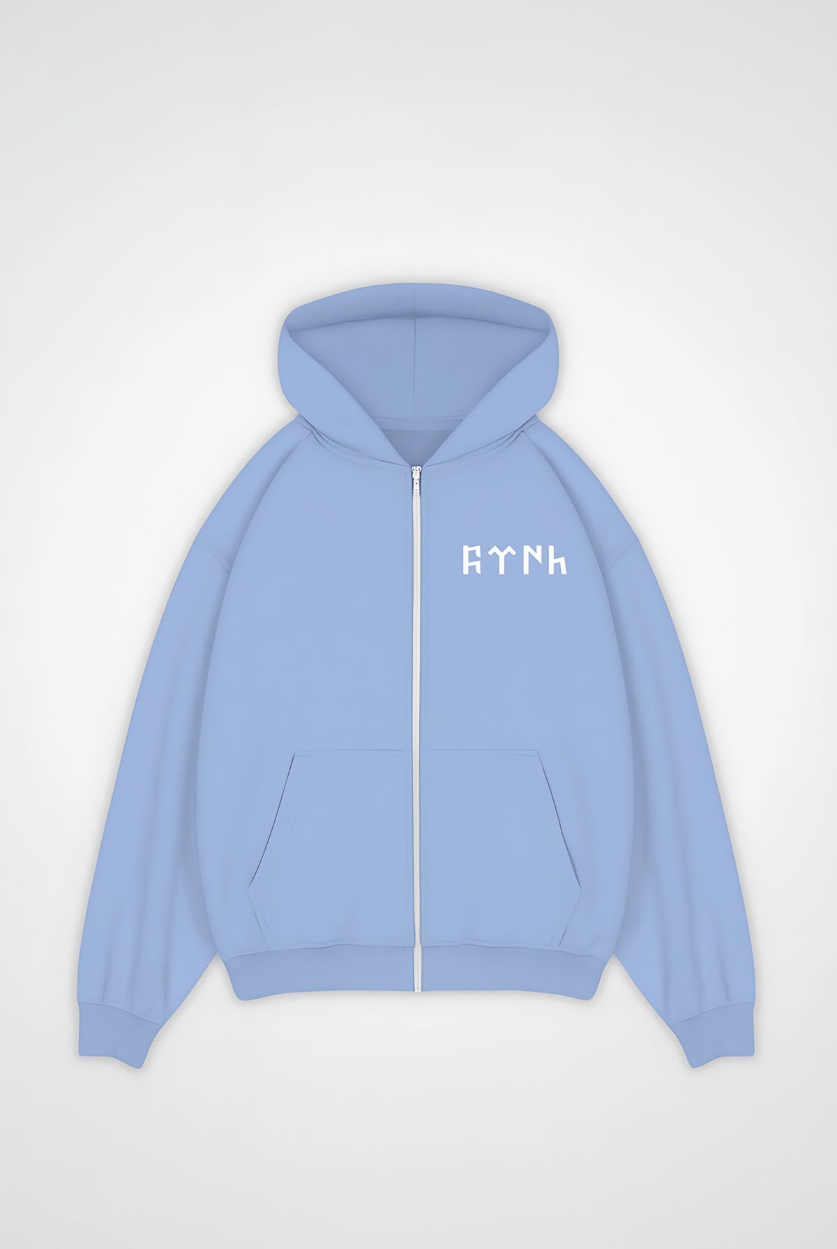 Göktürk Oversized Zipper Hoodie – Orhun in Powder Blue