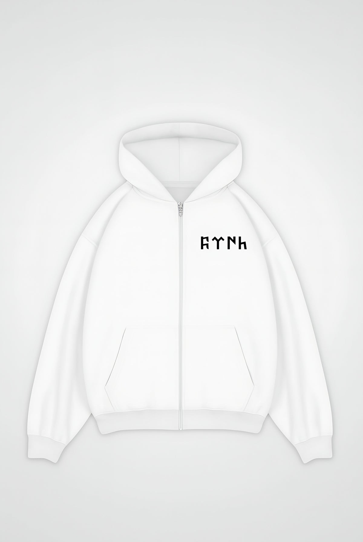 Göktürk Oversized Zipper Hoodie – Orhun in Weiß (White)