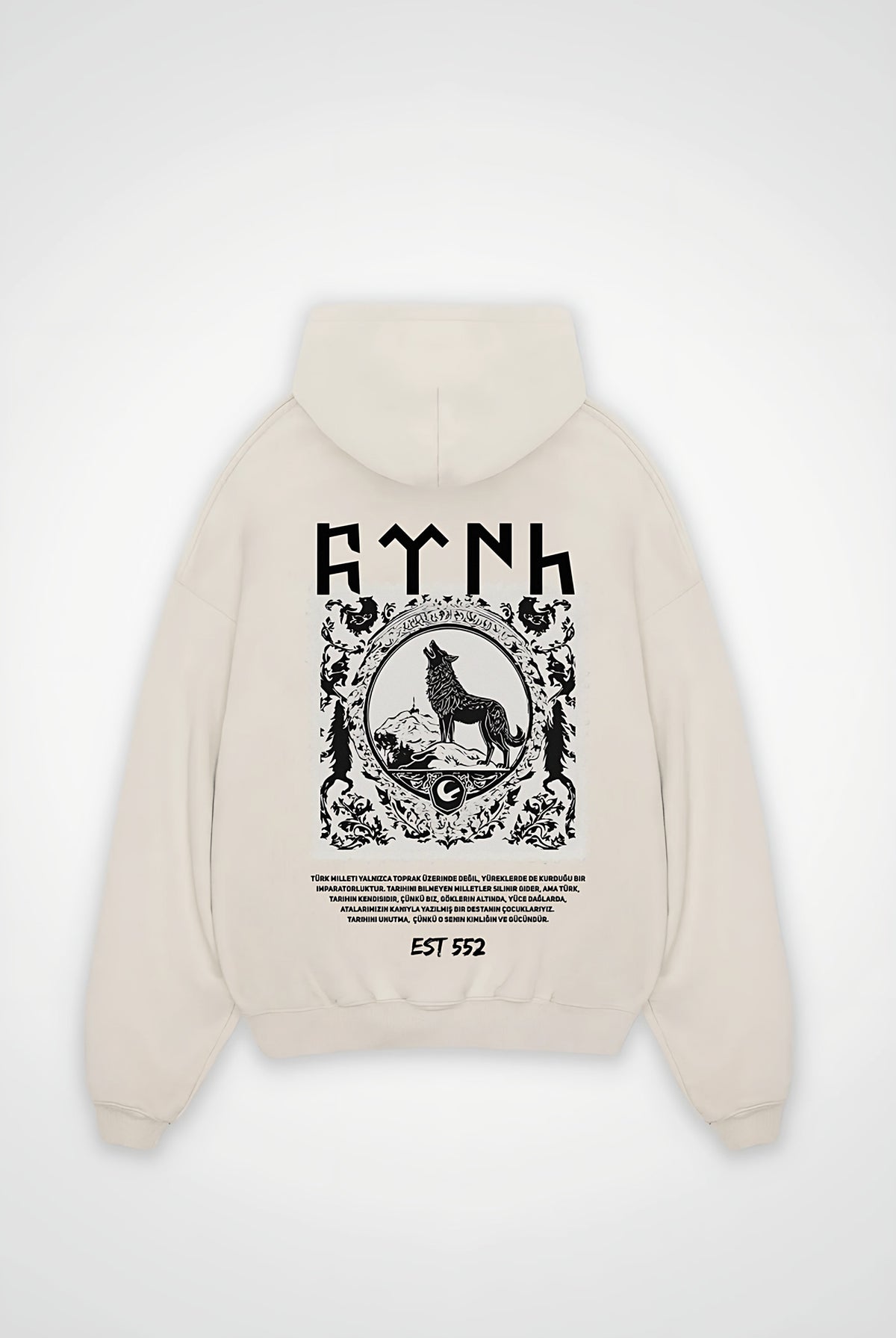 Göktürk Oversized Zipper Hoodie – Töre in White Sand