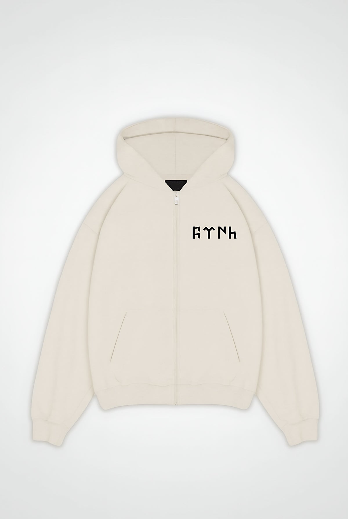 Göktürk Oversized Zipper Hoodie – Orhun in White Sand