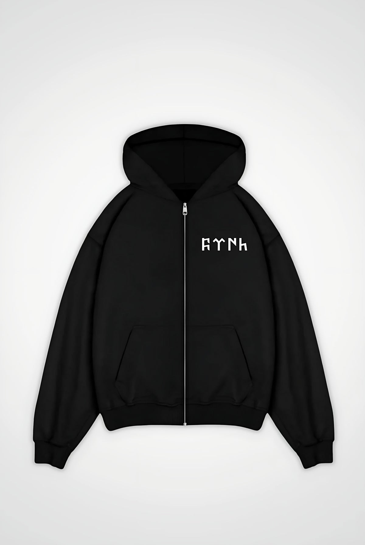 Göktürk Oversized Zipper Hoodie – Orhun in Schwarz (Black)
