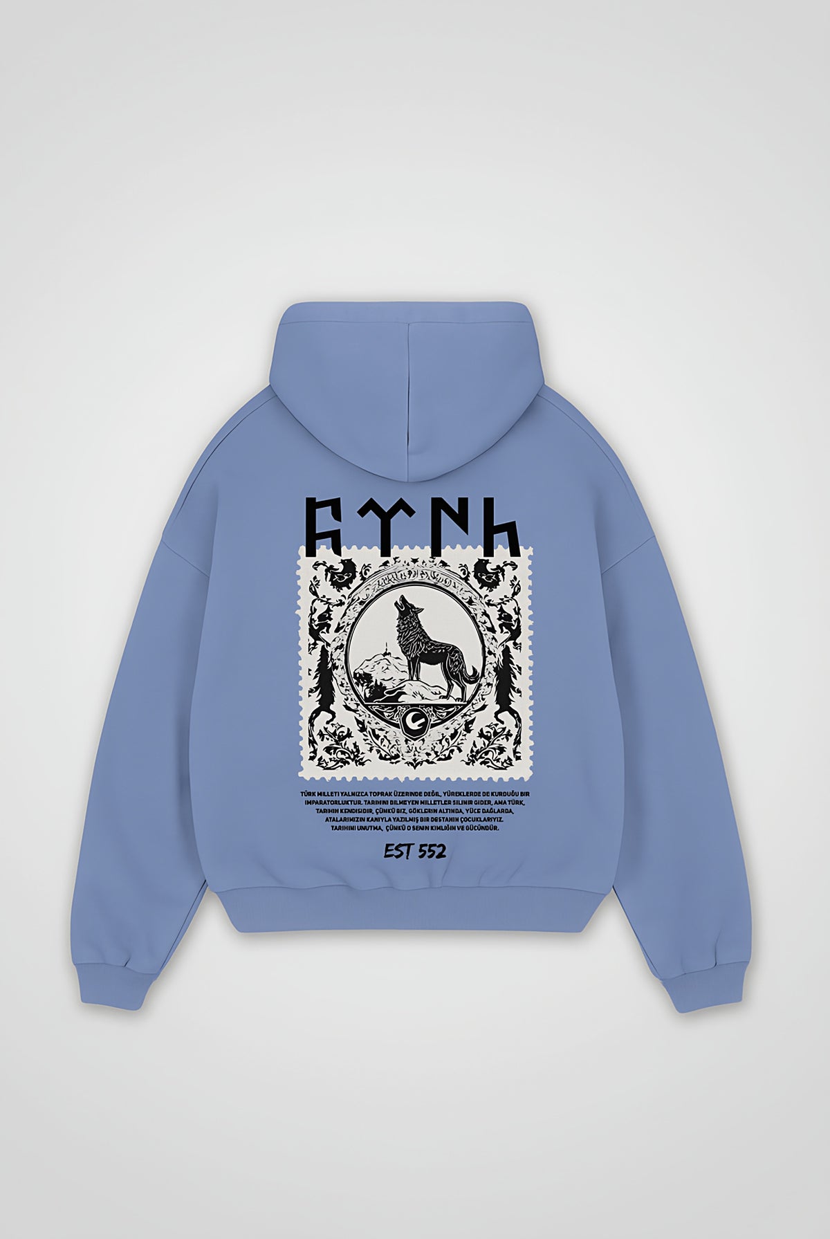 Göktürk Oversized Zipper Hoodie – Töre in Powder Blue