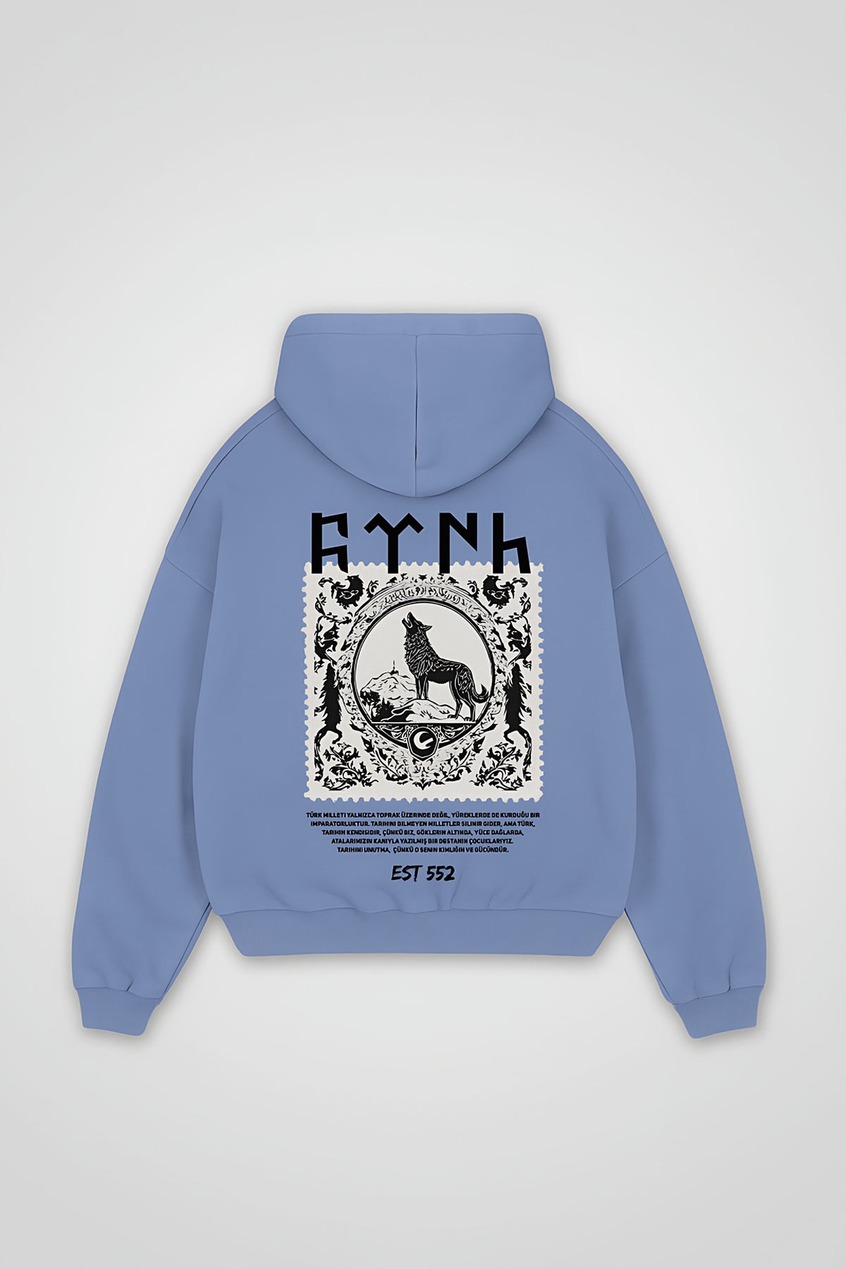 Göktürk Oversized Zipper Hoodie – Töre in Powder Blue