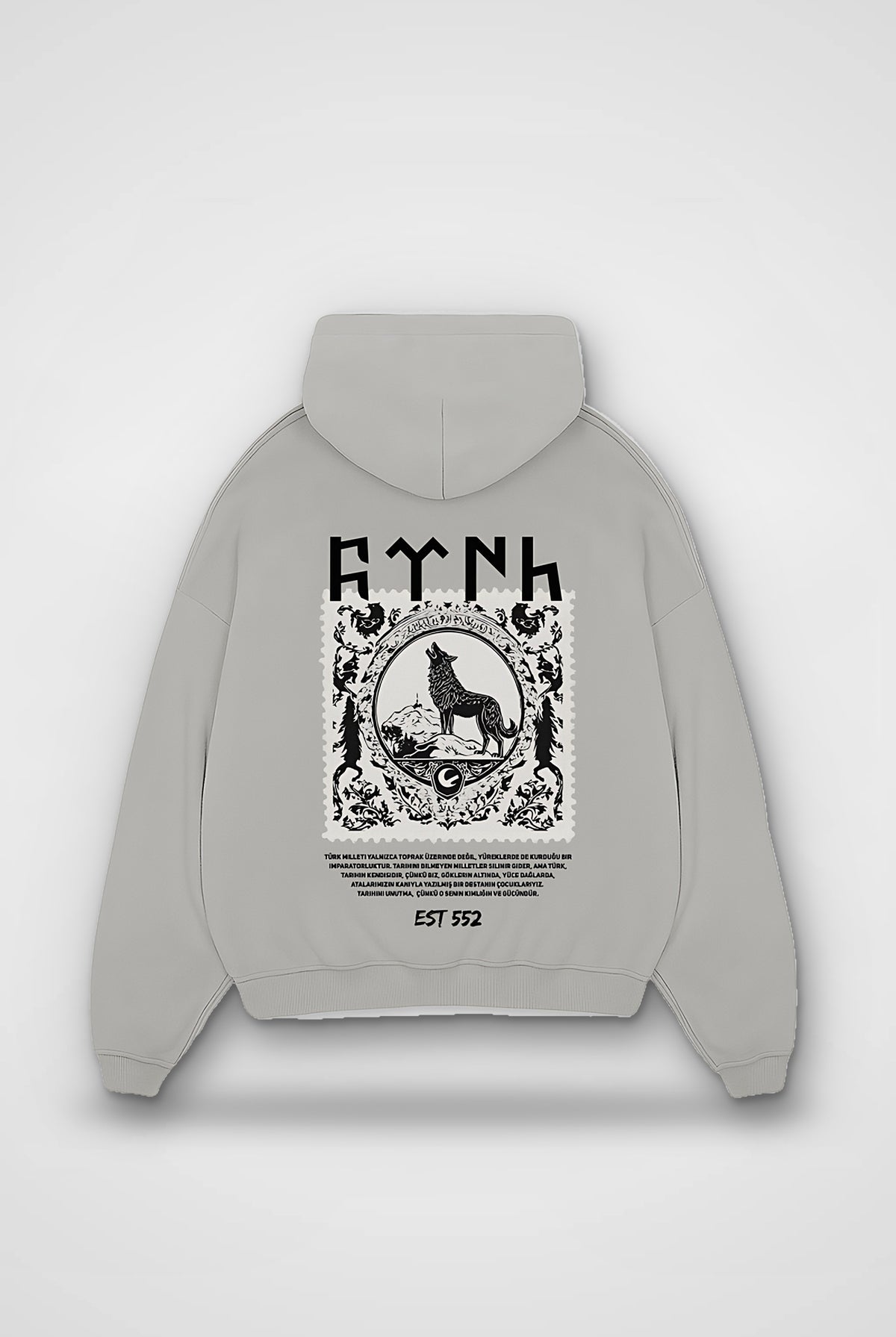 Göktürk Oversized Zipper Hoodie – Töre in Light Asphalt