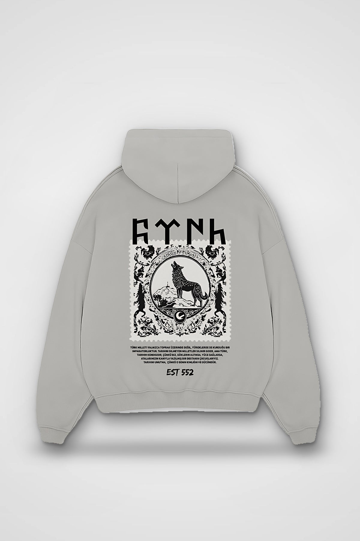 Göktürk Oversized Zipper Hoodie – Töre in Light Asphalt