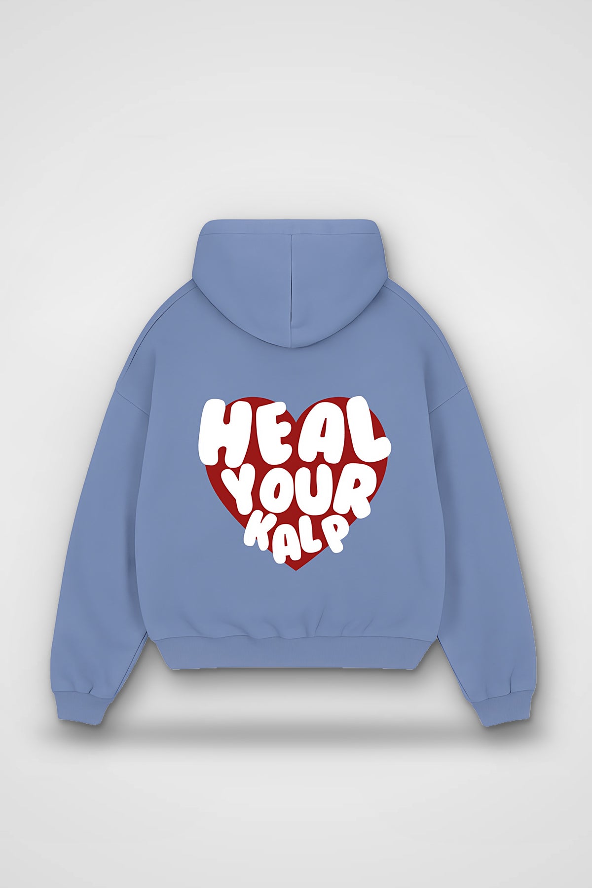 Kalp Oversized Zipper Hoodie – Sevgi in Powder Blue