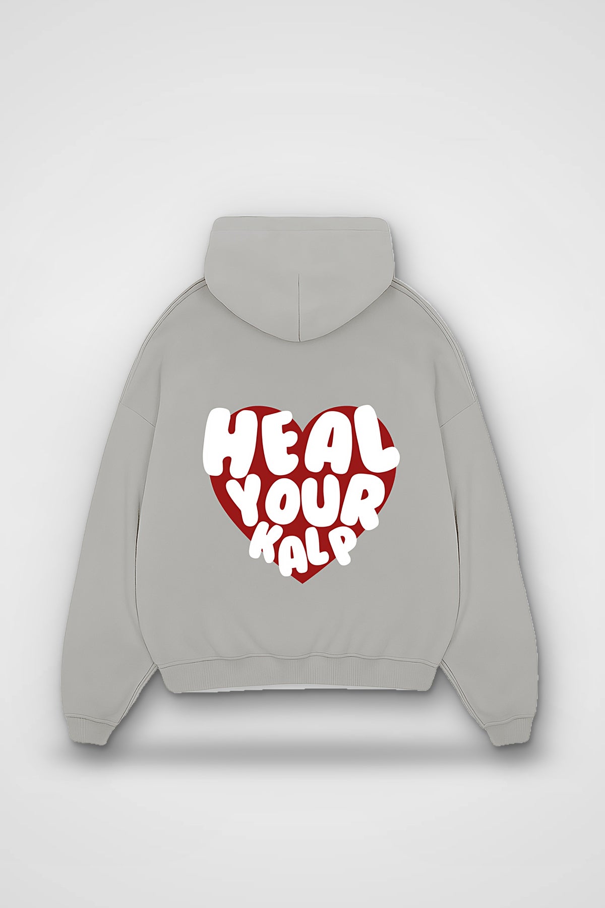 Kalp Oversized Zipper Hoodie – Sevgi in Light Asphalt