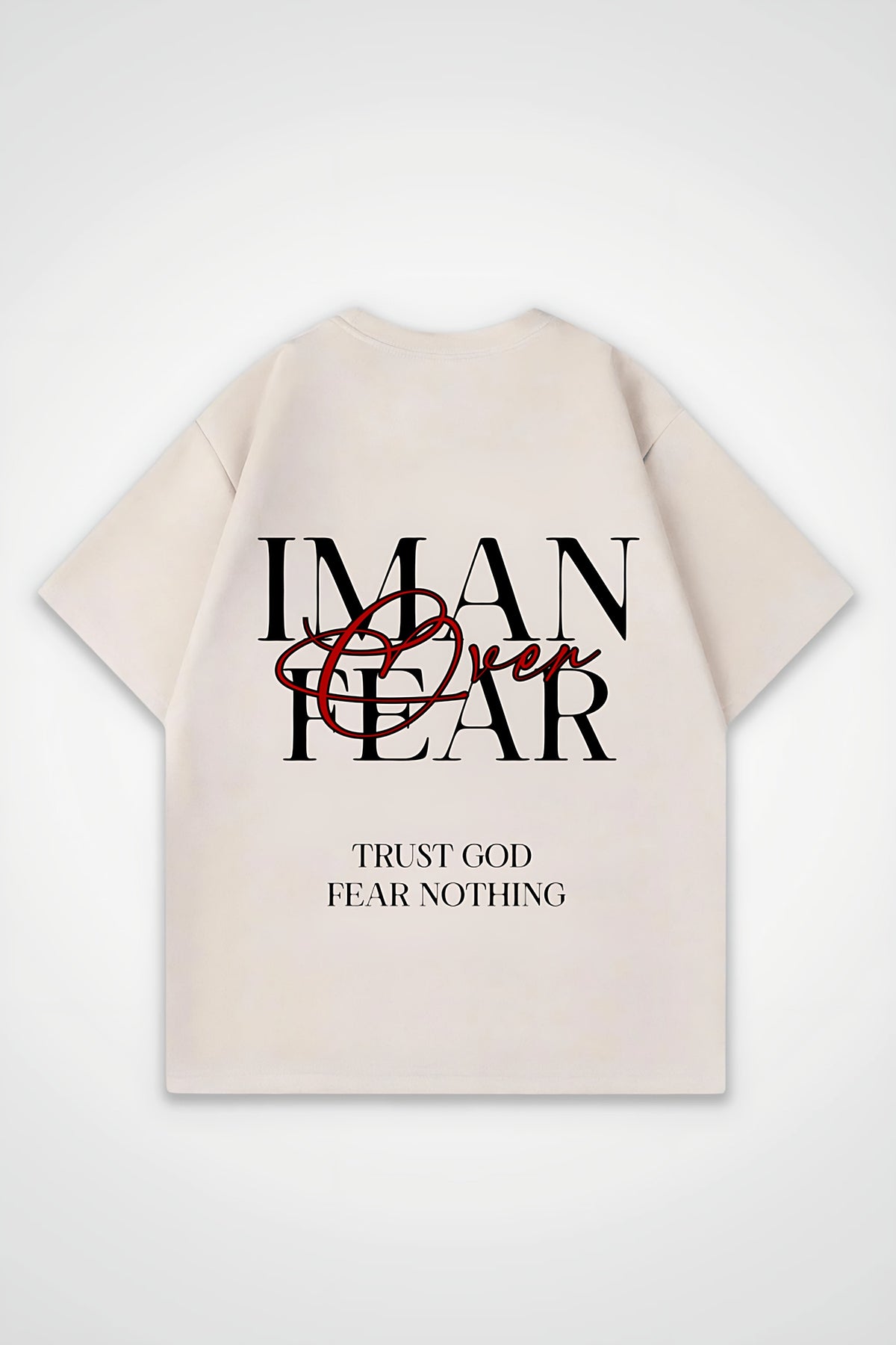 İman Oversized T-Shirt in Sand – Backprint-Design