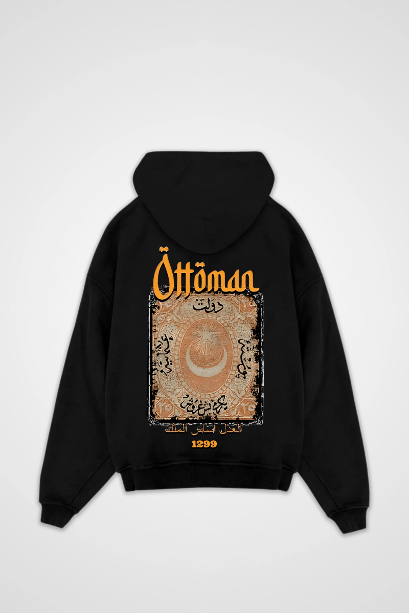 Ottoman Oversized Hoodie – Tuğra in Schwarz (Black) – Backprint-Design