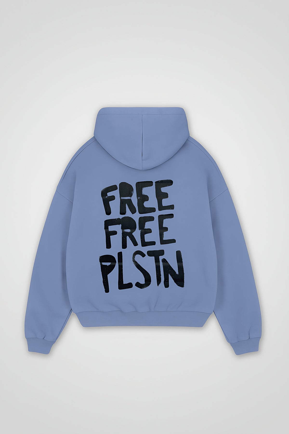 Palestine Oversized Hoodie – Zeytin in Powder Blue – Backprint-Design