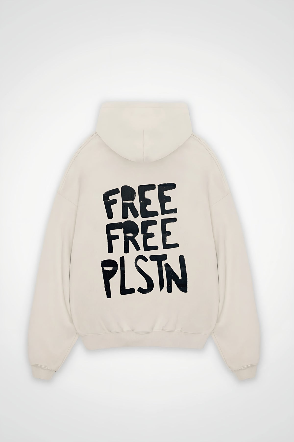 Palestine Oversized Hoodie – Zeytin in White Sand – Backprint-Design