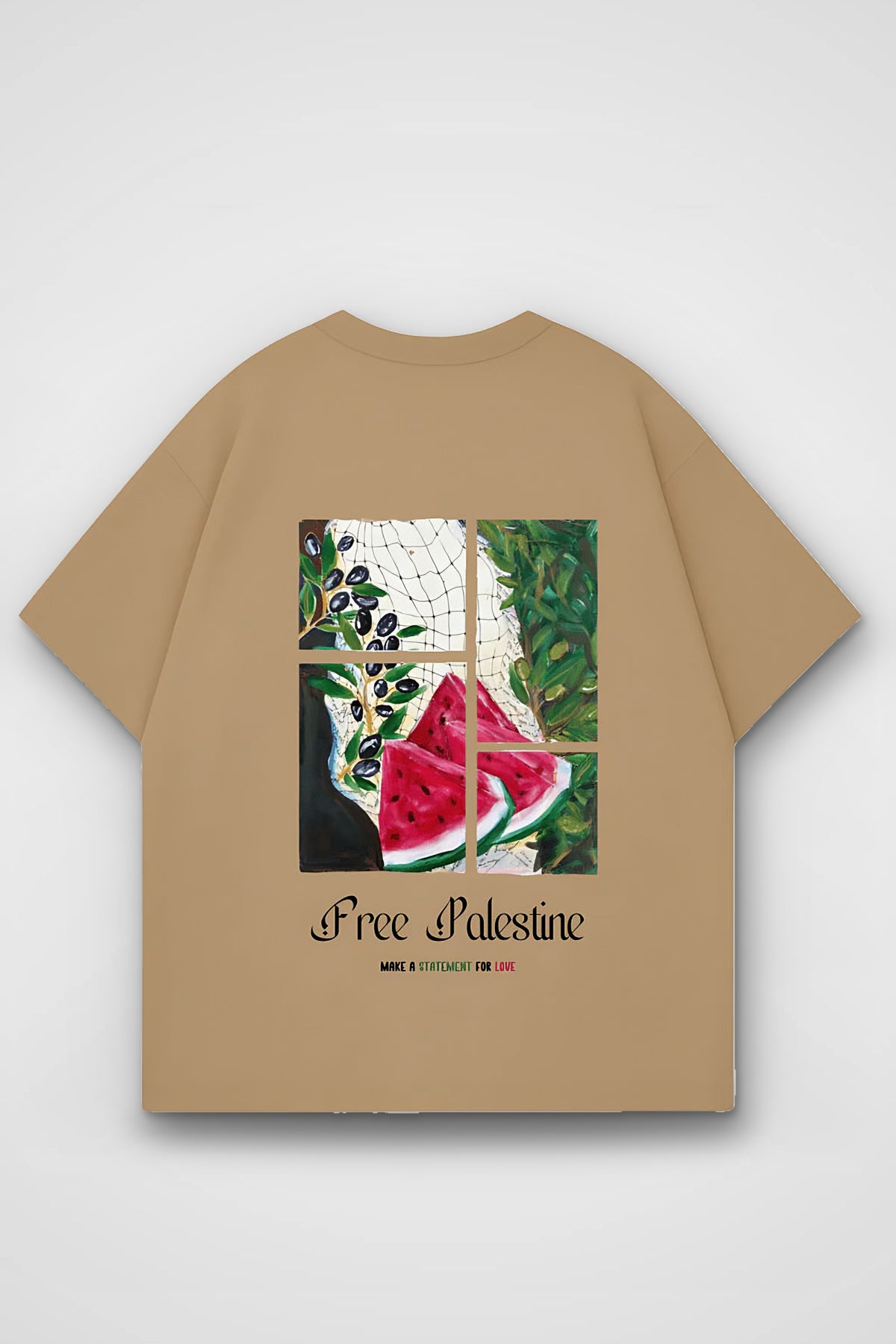Palestine Oversized T-Shirt in Amber – Backprint-Design