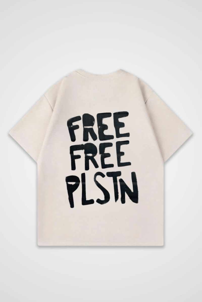 Palestine Oversized T-Shirt – Zeytin in Sand – Backprint-Design