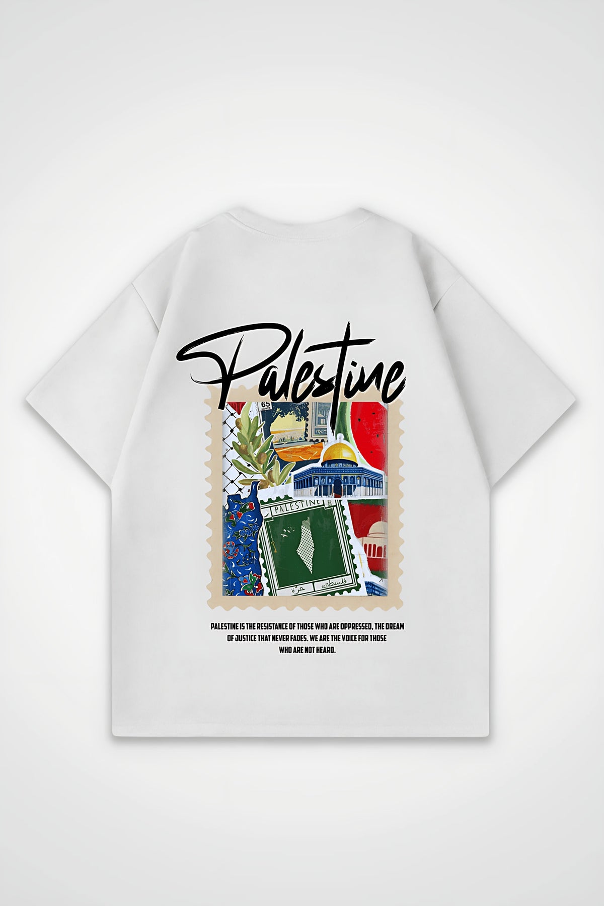 Palestine Oversized T-Shirt – Umut – Farbe Grey – Motiv mit Rückendruck