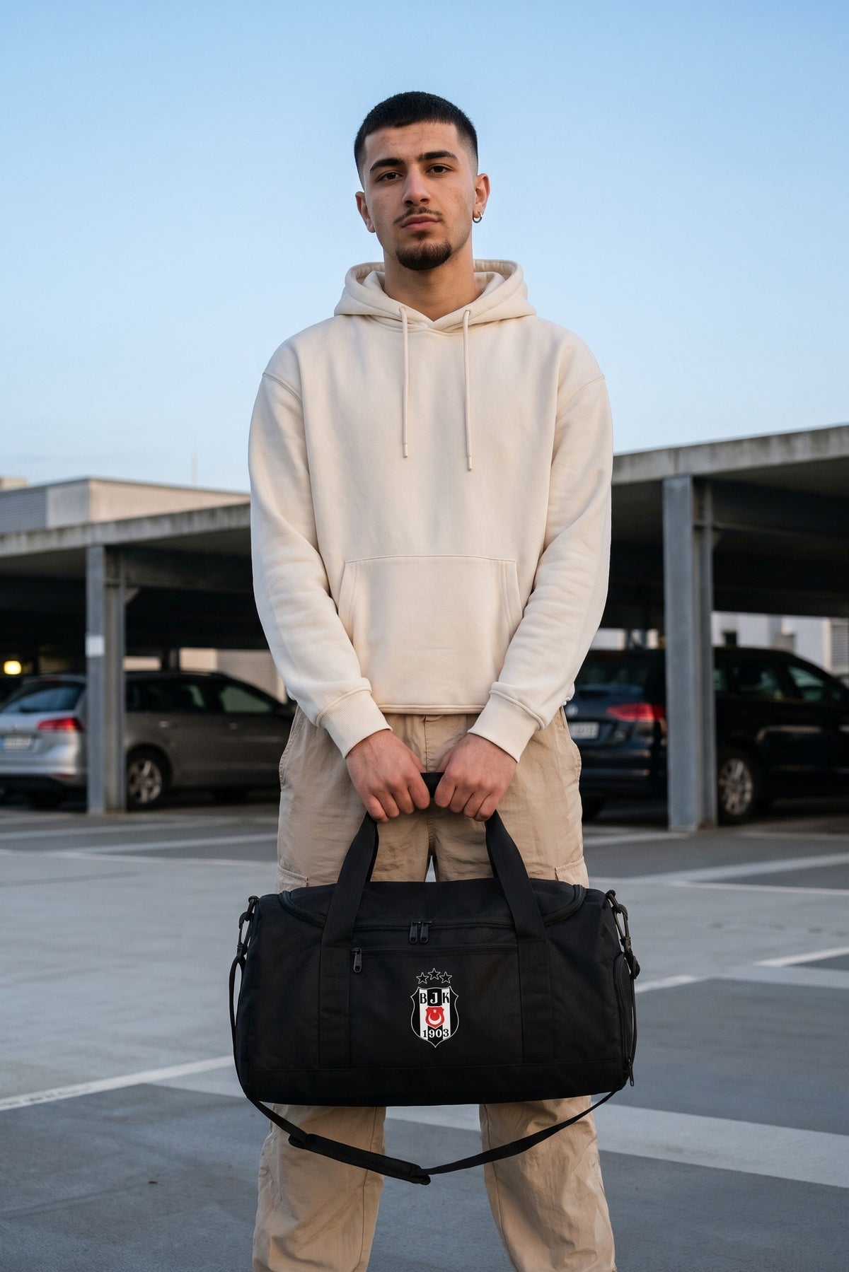 Beşiktaş Sporttasche in Schwarz – Model-Foto