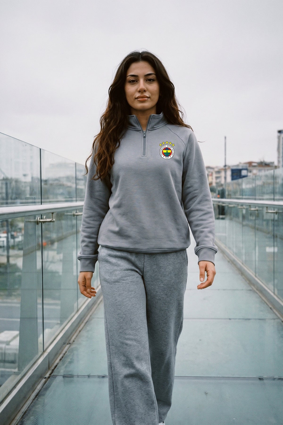 Fenerbahçe Zip Longsleeve Sarı Lacivert in Navy Blue – Model-Foto Herren