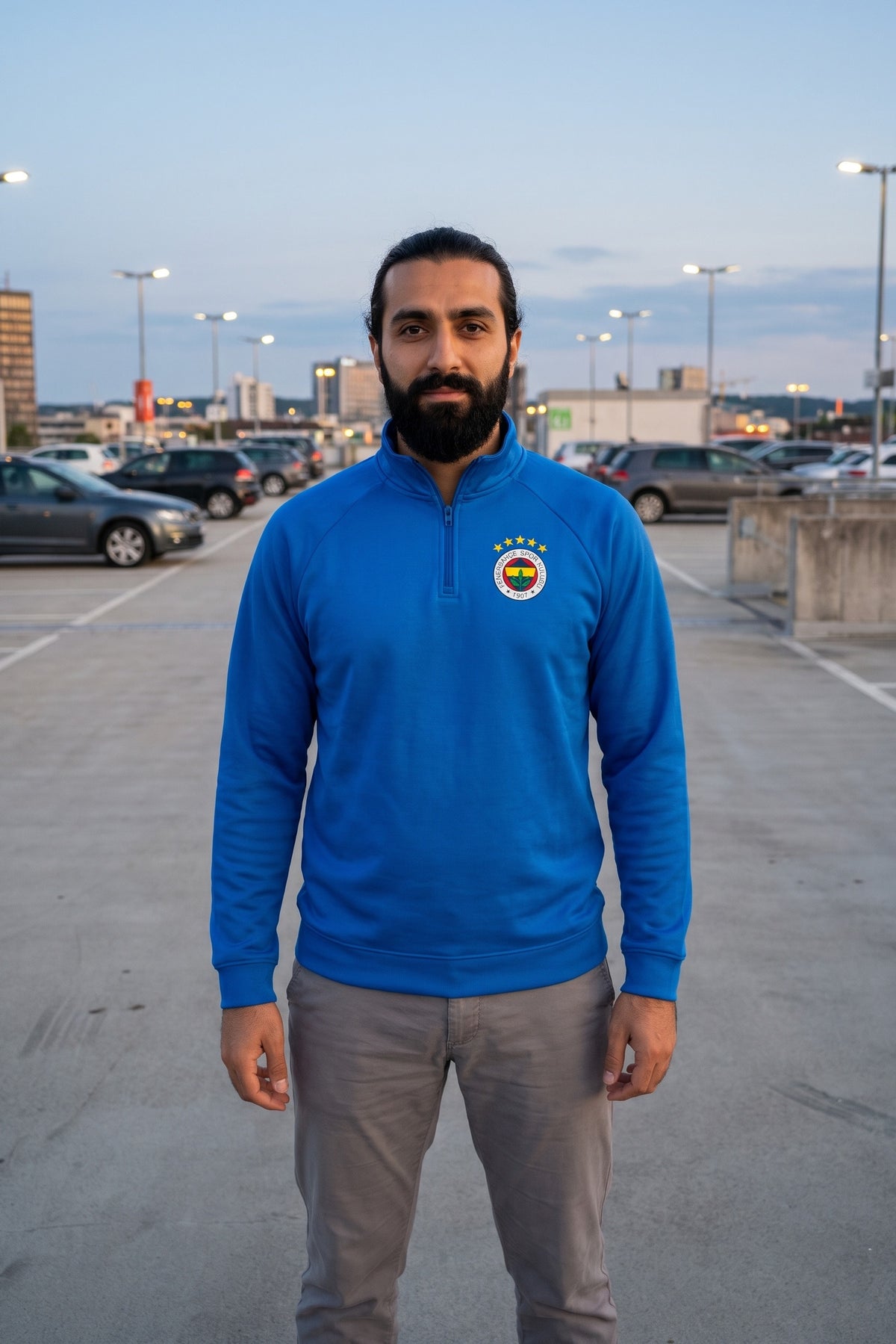 Fenerbahçe Zip Longsleeve Sarı Lacivert in Royal Blue – Model-Foto Damen
