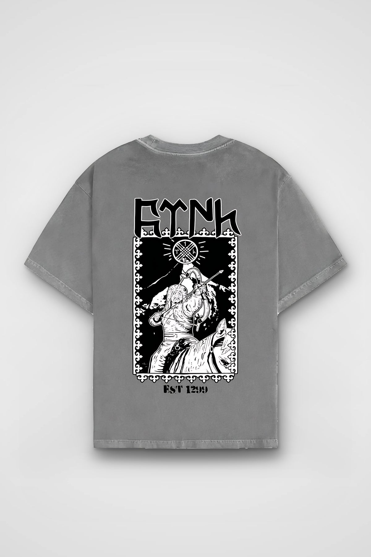 Göktürk Orhun Washed T-Shirt in Washed Grey – Produktbild Rückenprint