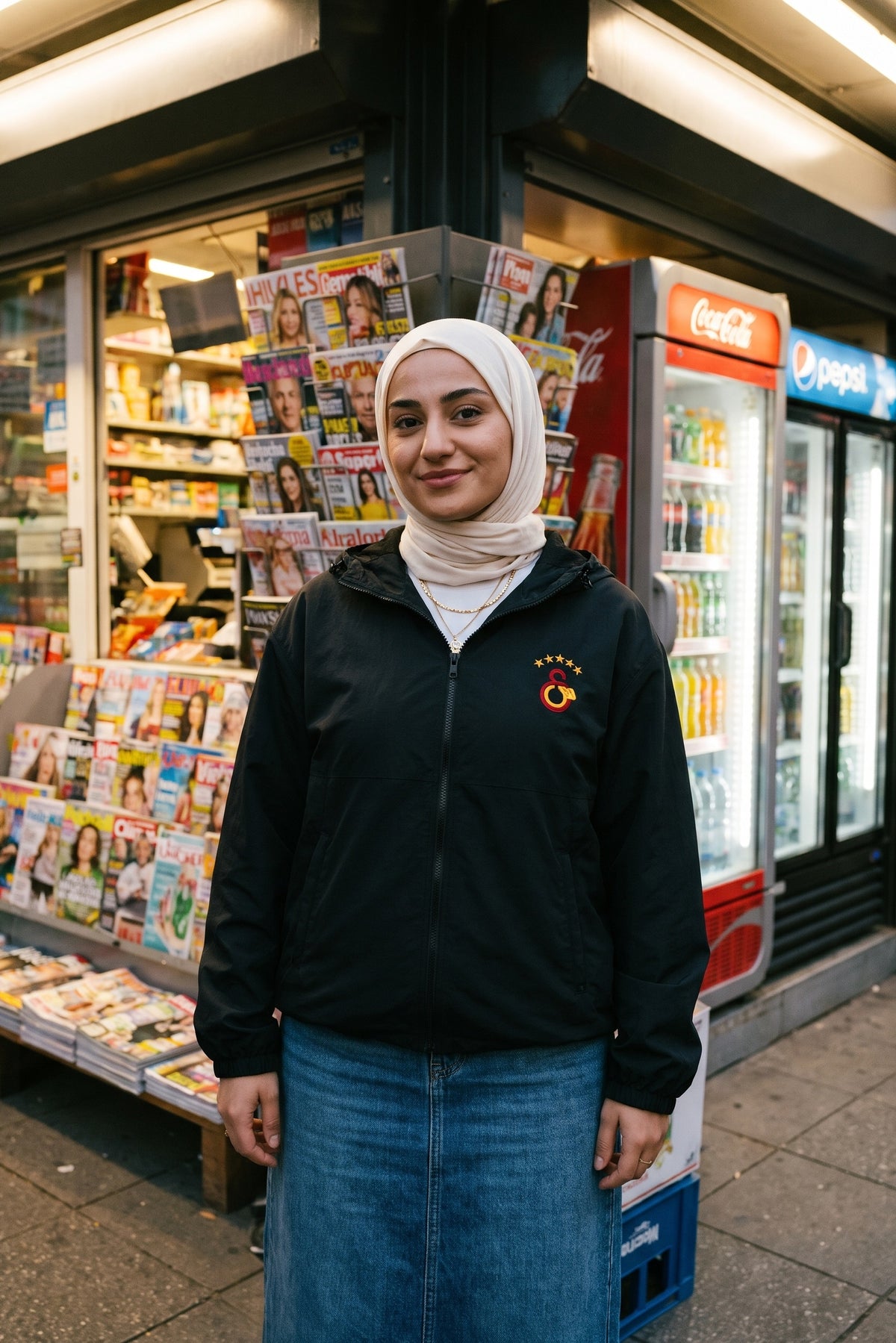 Galatasaray Windbreaker Monogramm in Schwarz – Model-Foto Damen