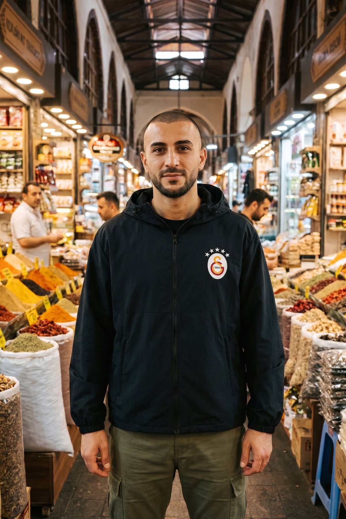 Galatasaray Windbreaker Wappen in Schwarz – Model-Foto Damen