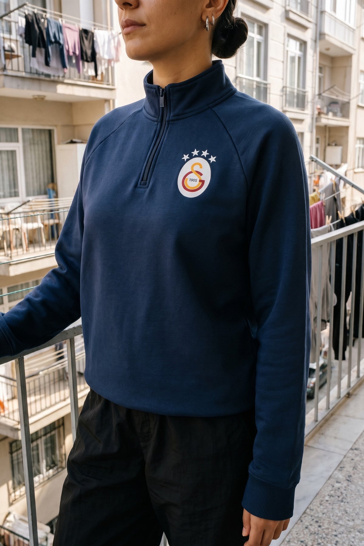 Galatasaray Zip Longsleeve in Grau – Model-Foto Herren