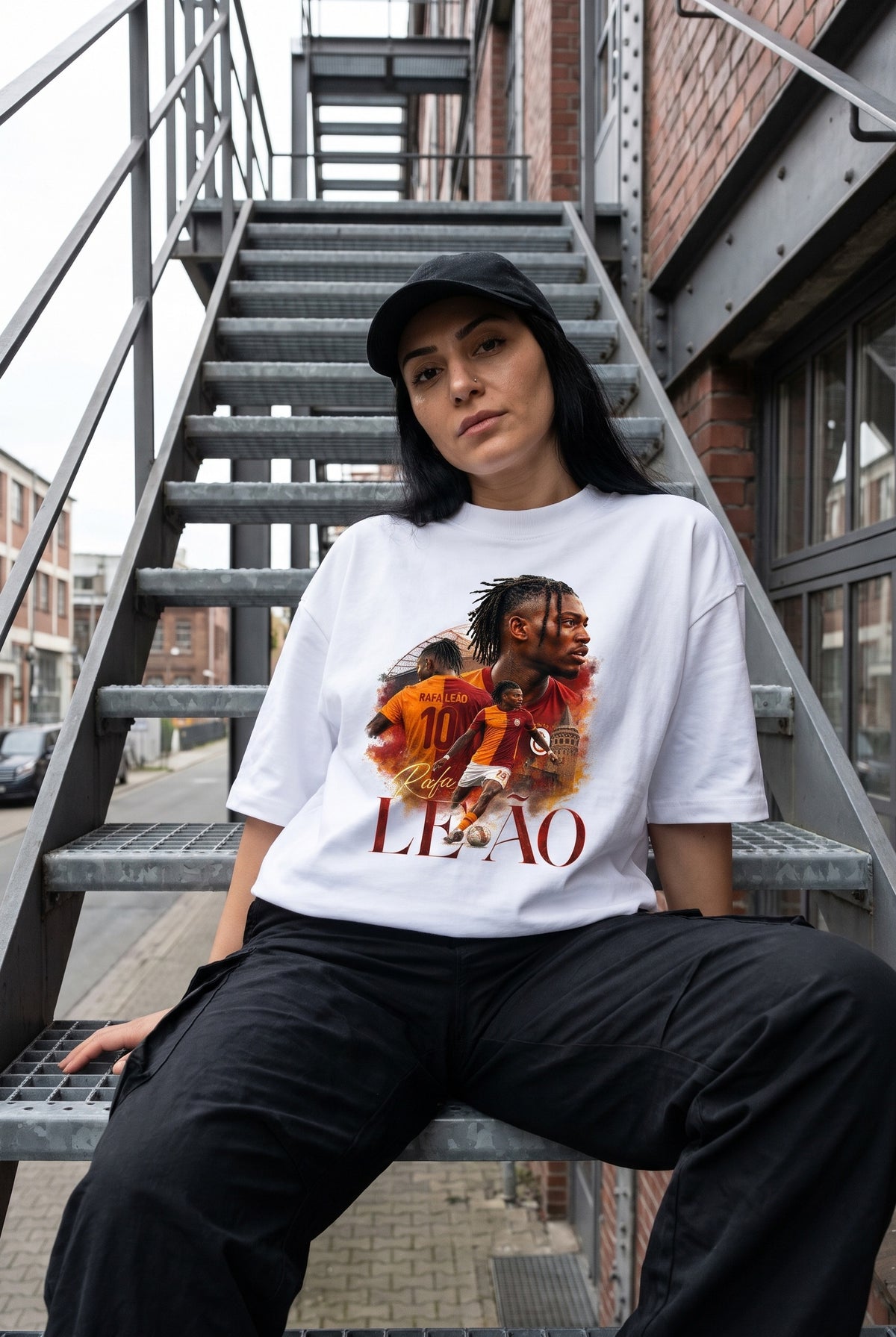 REALSTIL Rafa Leão Oversized T-Shirt White – Model Damen